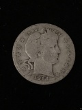 1914 United States Barber Silver Quarter - 90% Silver Coin from Estate