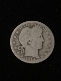 1914-D United States Barber Silver Quarter - 90% Silver Coin from Estate