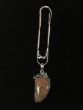 New! Wow! Large Gorgeous AAA Unakite Gemstone w/ Blue Topaz Accent 2.25in Sterling Silver Pendant w/