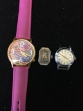 Lot of Three, One Colorful Guess Watch w/ Band, One Round Loose Timex Watch & Loose Windsor Watch