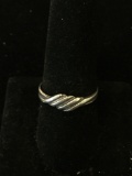 Mexican Made 6mm Wide Tapered Ribbon Designed Sterling Silver Ring Band-Size 8.5