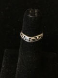 Antique Finished 3mm Wide Filigree Scroll Decorated Sterling Silver Ring Cuff-Size 3