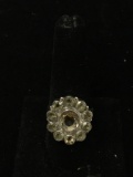 New! Pretty Faceted Floral Design Citrine Sterling Silver Ring Band-Size 9 SRP $ 39