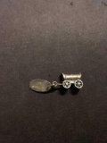 Petite Wagon Carriage Sterling Silver Charm Pendant