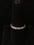 Alternating Channel Set Round & Baguette Faceted 2.5mm Wide Sterling Silver Eternity Ring Band-Size