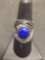 PZ Israeli Designed Hand-Crafted 20mm Wide Sterling Silver Ring Band w/ Lapis Lazuli Cabochon - Size