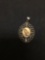Milgrain Filigree Decorated 1.5in Tall Sterling Silver Lord's Prayer Pendant w/ 10Kt Gold Praying
