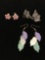 Lot of Three Nature Inspired Pairs of Alloy Fashion Earrings, One Butterfly, Flower Pair & Leaf