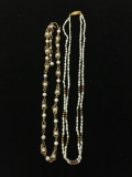 Lot of Two Pearl Necklaces, One Double Strand Genuine Freshwater Seed Pearl & One w/ Faux White