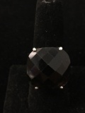 Checkerboard Cushion Faceted 20x20mm Smokey Topaz Rope Accented Sterling Silver Ring Band-Size 7