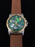 Warner Bros 1994 Branded Collectible Marvin the Martian Stainless Steel Watch w/ 32mm Round Bezel &