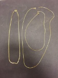 Lot of Three Gold-Tone Alloy Chains One w/ Broken Clasp