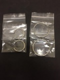 Lot of Two 4.0mm Wide Rounded Silver-Tone Alloy Pairs of Hoop Earrings, One 1.75in Diameter & 2.5in