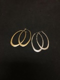 Lot of Two Oval 1.5x0.75in Pairs of Hoop Earrings, One Silver-Tone & One Gold-Tone