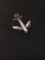 3D Airplane Sterling Silver Charm Pendant