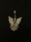 Rhinestone Lined Angel Sterling Silver Charm Pendant