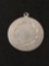 Etched Circle Disc Sterling Silver Charm Pendant