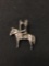 Man Carrying Flag on Horse Back Sterling Silver Charm Pendant