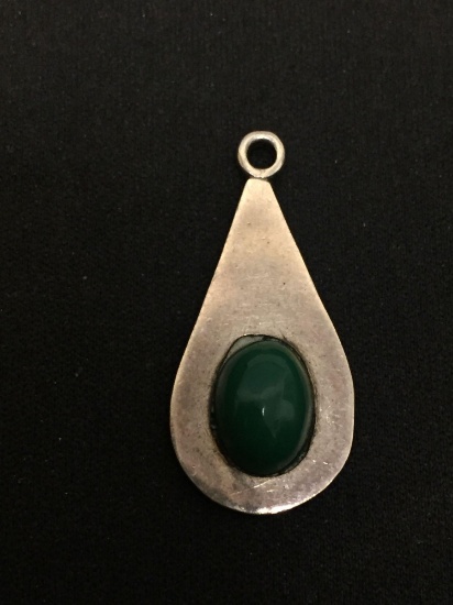 Old Pawn Native American Green Onyx Sterling Silver Charm Pendant