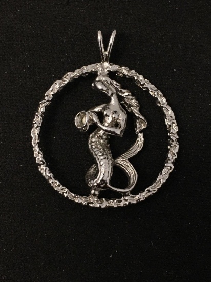 Amazing Sculpted Mermaid Sterling Silver Charm Pendant