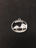 Mackinac City Pierced Sterling Silver Charm Pendant