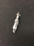 3D Graduating Woman Sterling Silver Charm Pendant