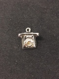 Rotary Dial Sterling Silver Charm Pendant