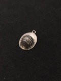 Antique Style Firefighter Cap Helmet Sterling Silver Charm Pendant