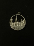 Large Metropolis City Sterling Silver Charm Pendant