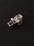 Man Pulling Buggy Carriage Sterling Silver Charm Pendant