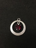 Red Gemstone Heart Sterling Silver Charm Pendant