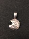 Artist Carved Modernist Design Sterling Silver Charm Pendant