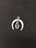 Horseshoe Gemstone Sterling Silver Charm Pendant