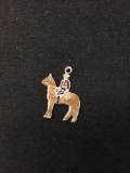Soldier on Horse Enameled Sterling Silver Charm Pendant