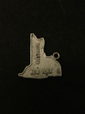 Outlined New York State Sterling Silver Charm Pendant