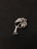 3D Palm Tree Sterling Silver Charm Pendant