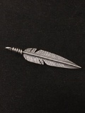 CAROLYN POLLACK Signed Feather Sterling Silver Charm Pendant