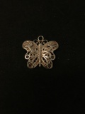 Butterfly Filigree Sterling Silver Charm Pendant