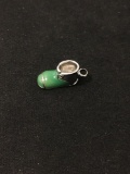 Beautiful Green Enameled Boys Boot Sterling Silver Charm Pendant