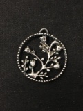 Pierced Floral Tree Bush Sterling Silver Charm Pendant