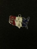 Three Color Enamel United States Outline Sterling Silver Charm Pendant