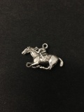 Running Race Horse Modernist Sterling Silver Charm Pendant