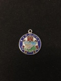 WOW Ornate Vintage Bermuda Enameled Sterling Silver Charm Pendant