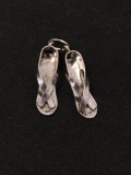 Pair of High Fashion Womens Sandals Sterling Silver Charm Pendant