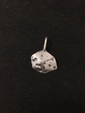 Gambler Dice Sterling Silver Charm Pendant