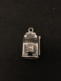 Wonderfully Carved 3D Slot Machine Sterling Silver Charm Pendant