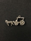 Horse Drawn Buggy Sterling Silver Charm Pendant