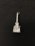 Tall Chicago Water Tower Building Sterling Silver Charm Pendant