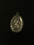 St. Christopher Protect Us Sterling Silver Charm Pendant