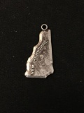 New Hampshire Outline Sterling Silver Charm Pendant